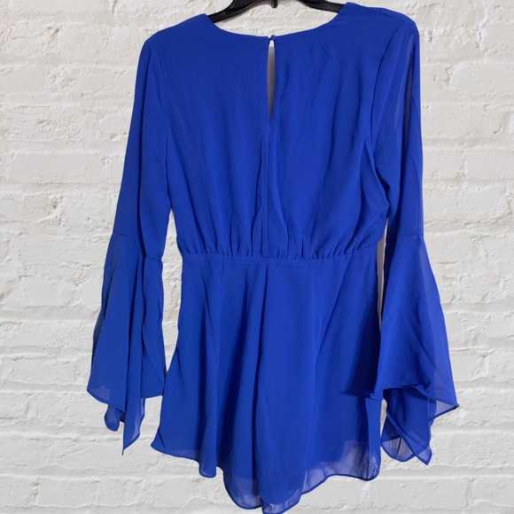 ROYAL BLUE LINED BELL SLEEVE ROMPER - Picture 7 of 15